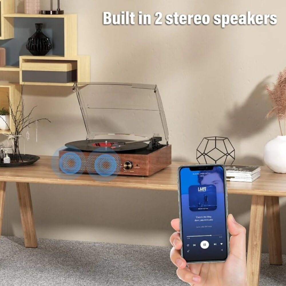 Vintage Looking | Modern Technology |Turntable with Built-In Speakers - Picture 2 of 7